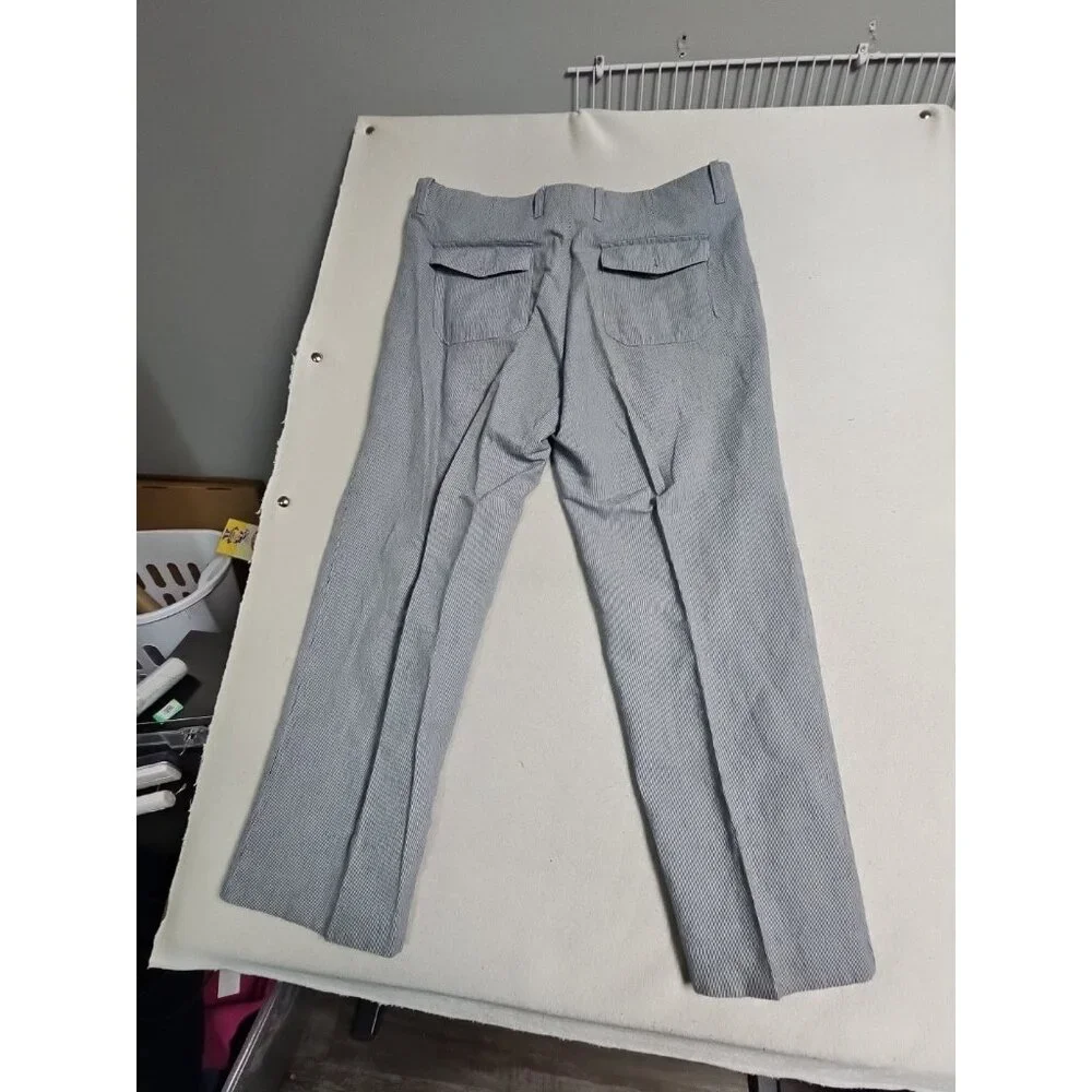 Banana Republic Pants Blue Stripe Linen Cotton Relaxed Fit Drawstring Mens 35x30